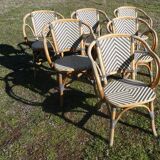 Set of 6 rattan terrace bistro armchairs type "Parisian"