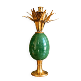 Vintage flower candlestick in brass and green stone