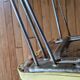 Vintage yellow leatherette stool from the 1950s