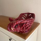 Large woven ceramic basket 60s