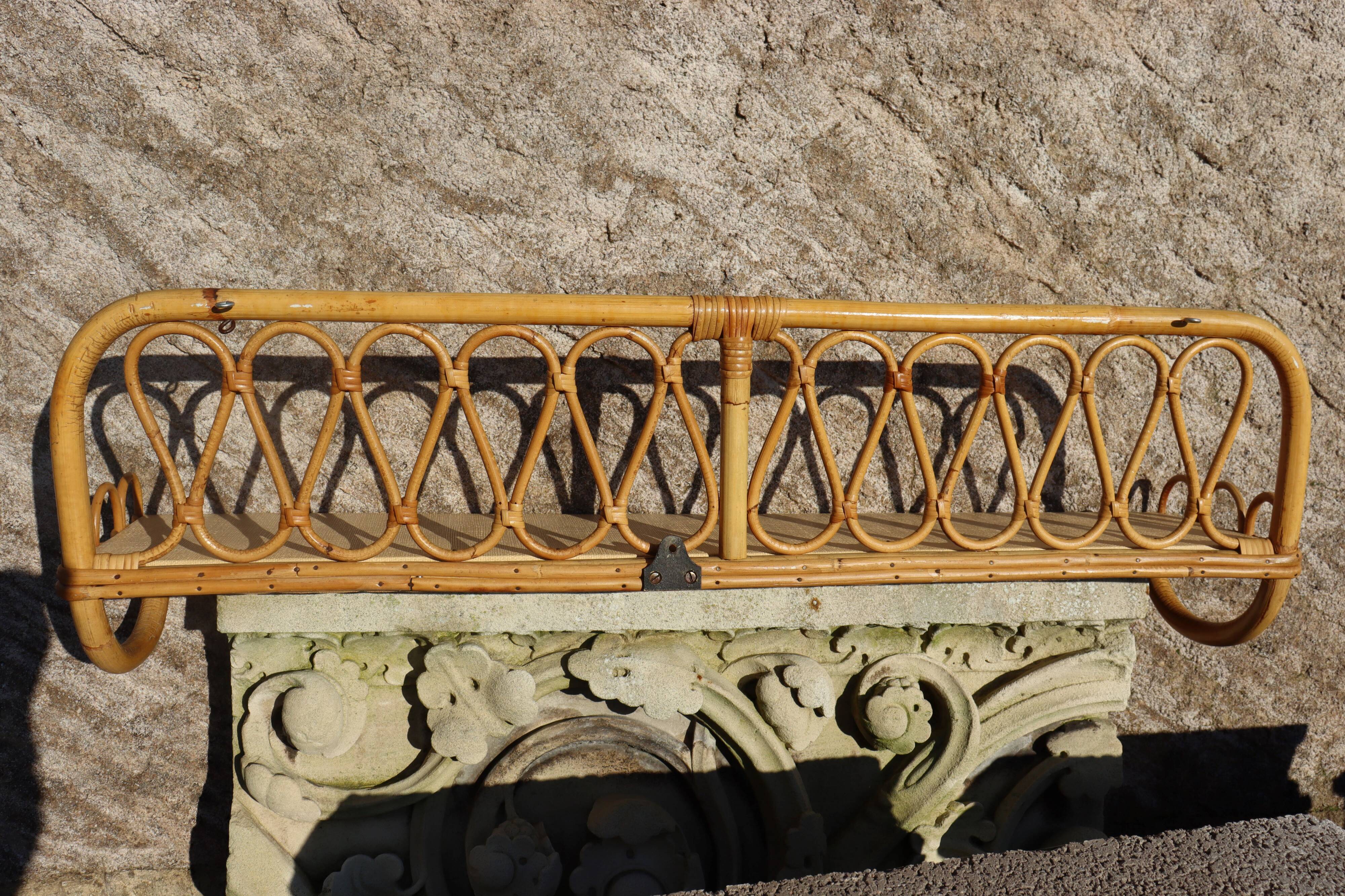 Large rattan wall shelf