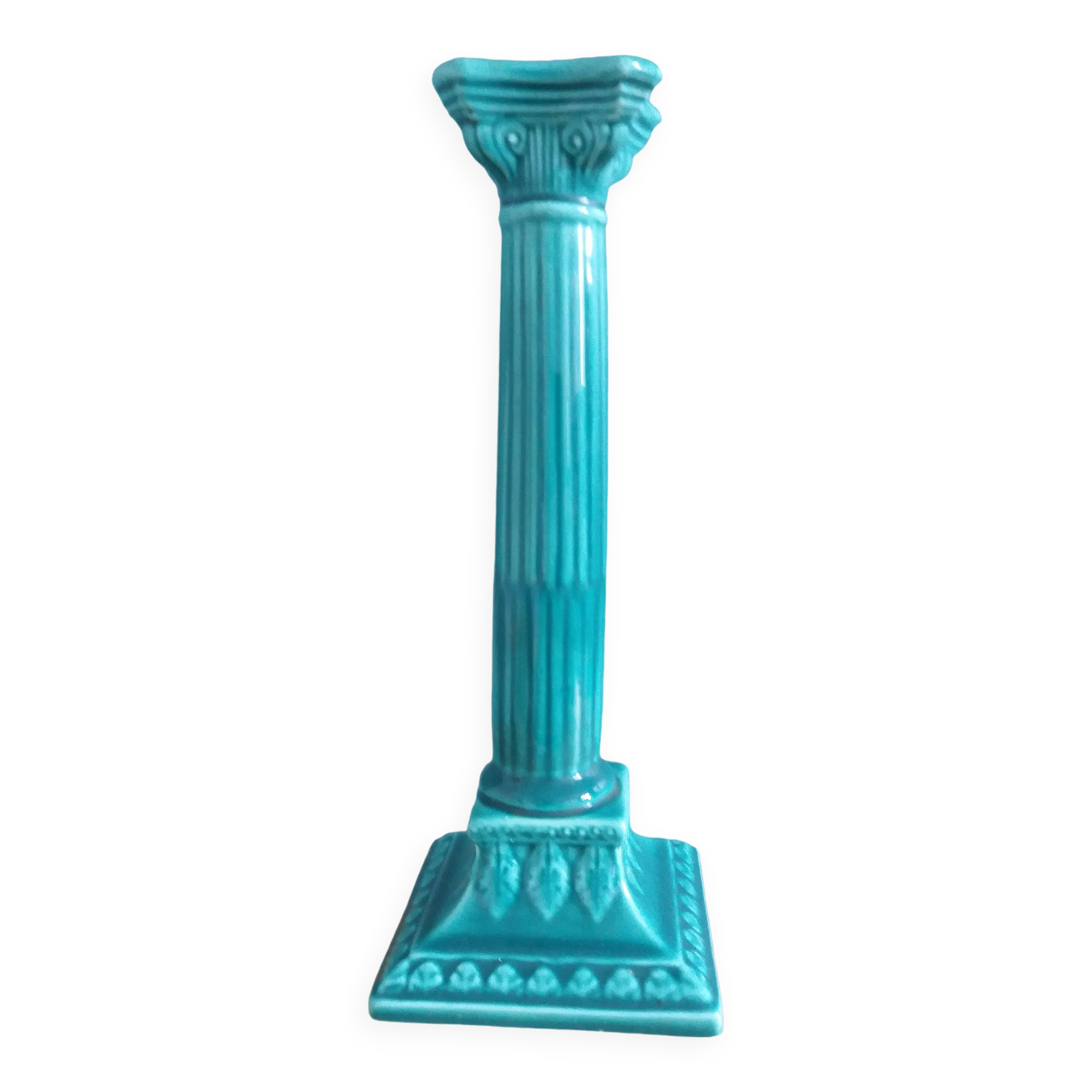 Niderviller emerald green column candle holder
