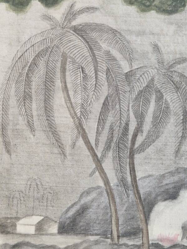 La Roche Laffitte (Born in 1943) - Watercolour drawing on silk Wolf trap