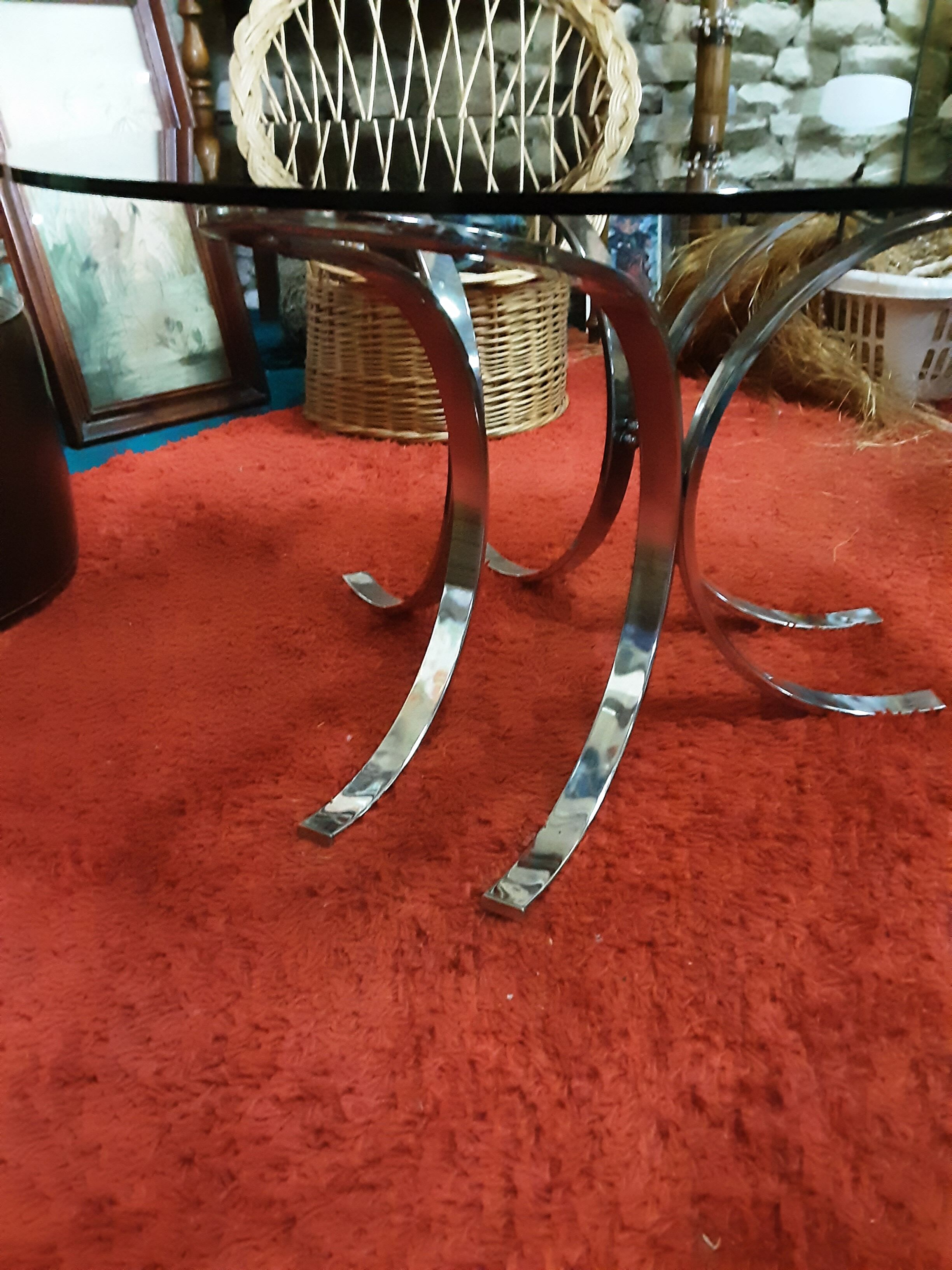 Coffee table year 70s glass and chrome