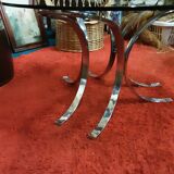 Coffee table year 70s glass and chrome
