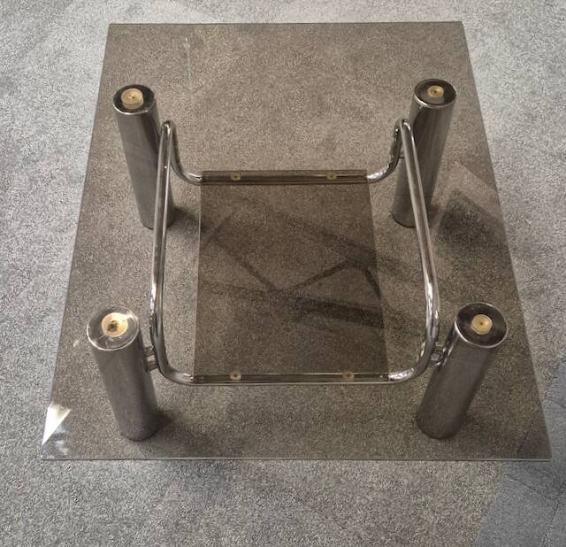 Vintage italian chrome coffee table -1970's