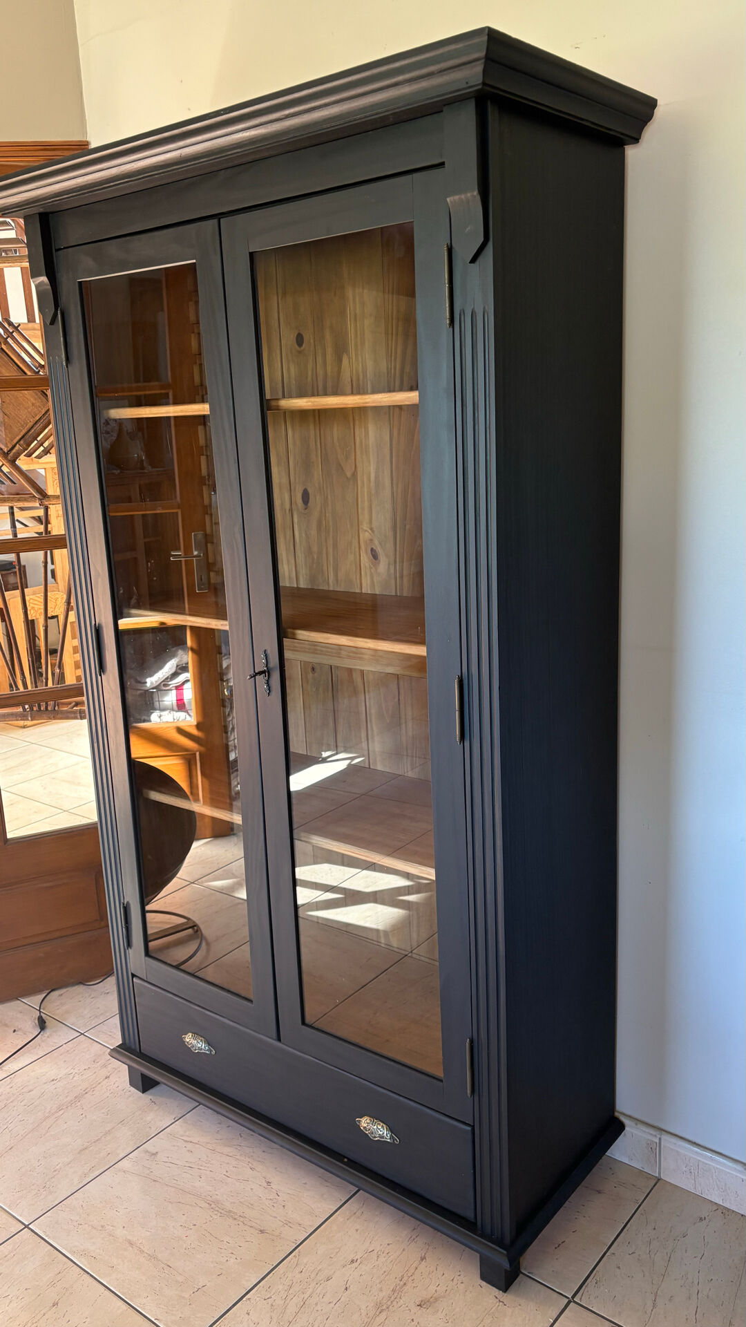 Black display cabinet