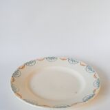 Plat en terre de fer Longwy bleu et orange XIXème