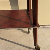 Desserte vintage rouge à roulettes années 50 pieds compas