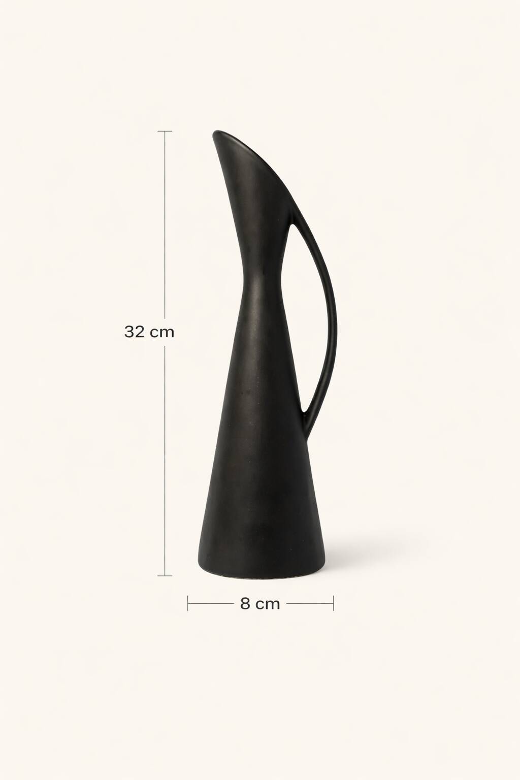 Sculptural black ceramic vase – mid-century modern/vintage design style