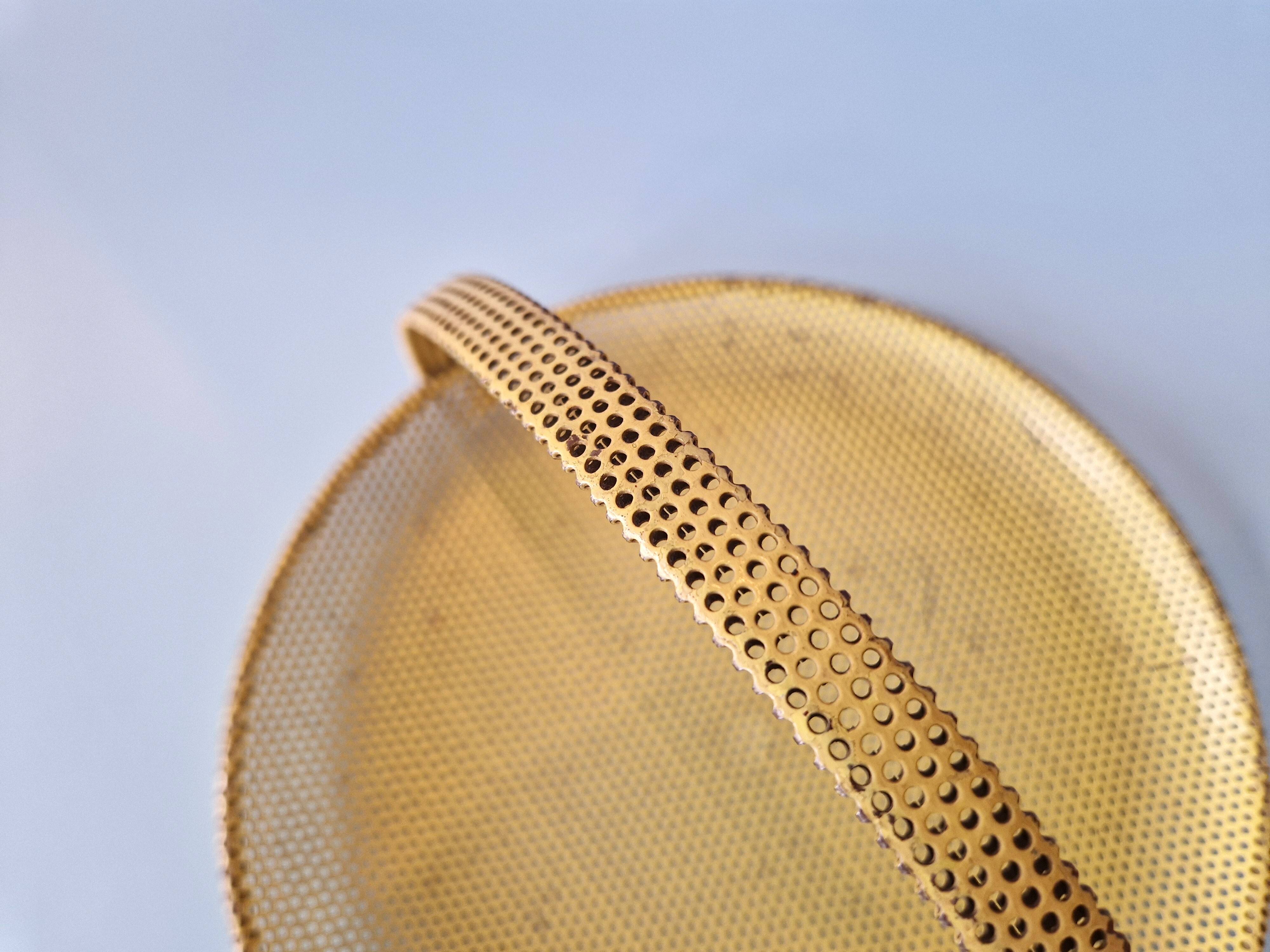 Yellow perforated metal bonbonniere by Mathieu Matégot, France 1950's