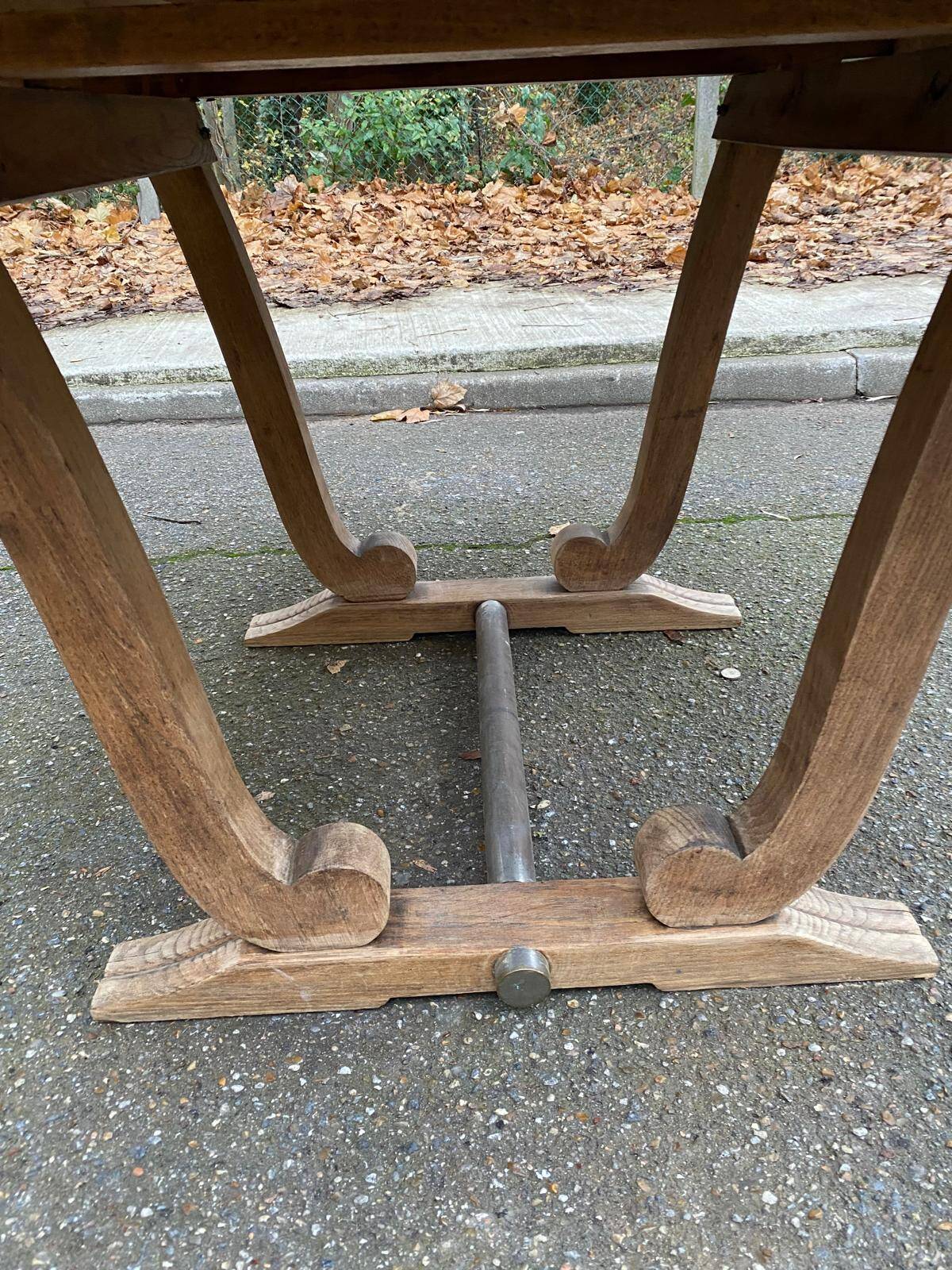 Restored Art Deco dining table in solid oak, 1940
