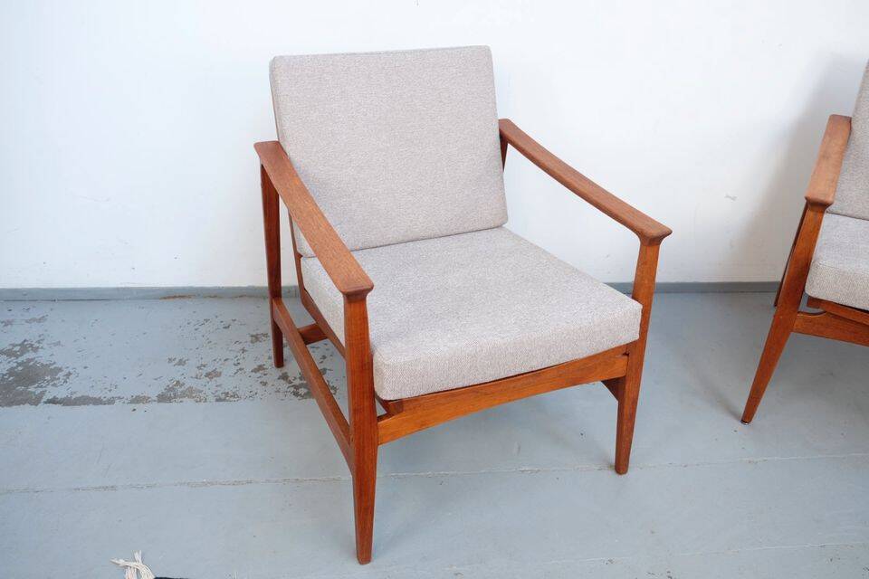 Vintage Thonet teak armchair, retro 1960s–70s style.