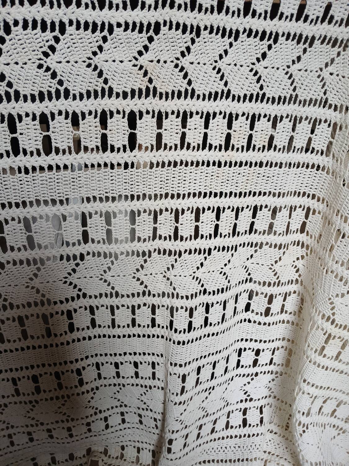 Dessus de lit ancien en crochet fait main