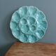 Turquoise barbotine oyster dish Gien France