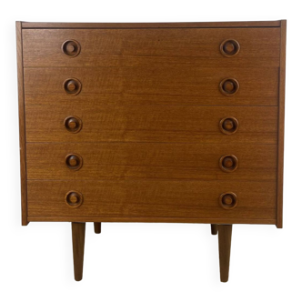 Commode 5 tiroirs en teck scandinave 60s