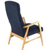 mid century vintage Fauteuil herenmodel 'Duivendrecht' donkerblauw | opnieuw bekleed
