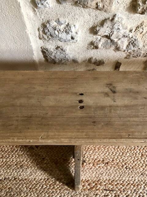 Banc de ferme ancien en bois, rénové
