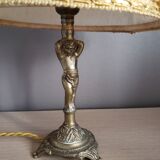 Bedside lamp tripod foot brass pattern child cherub
