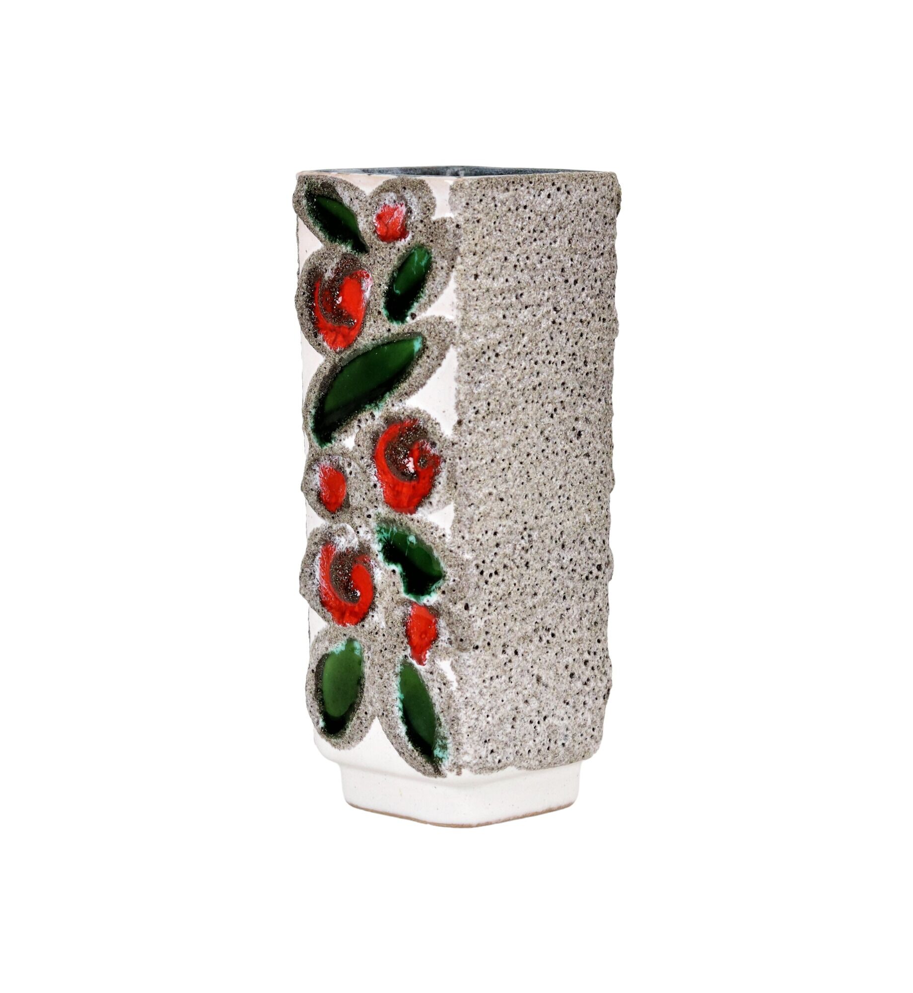 Vintage Vase Fat Lava Glaze Strehla Keramik East Germany 18cm