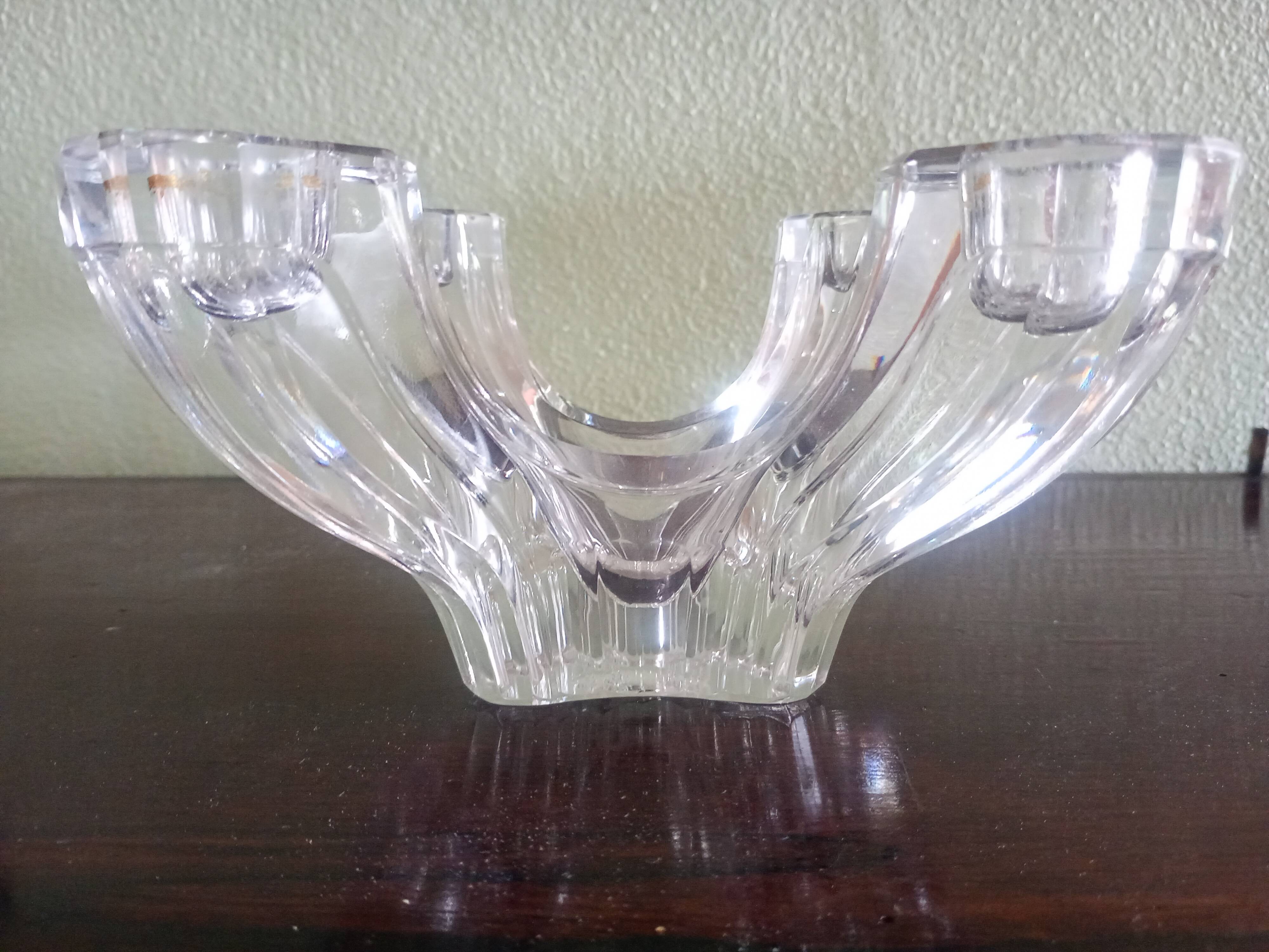 Val Saint Lambert - Pair of 4-light crystal candlesticks - modern design