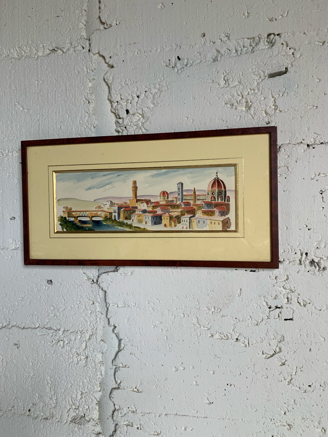 Watercolour panoramic view of Florence - framed