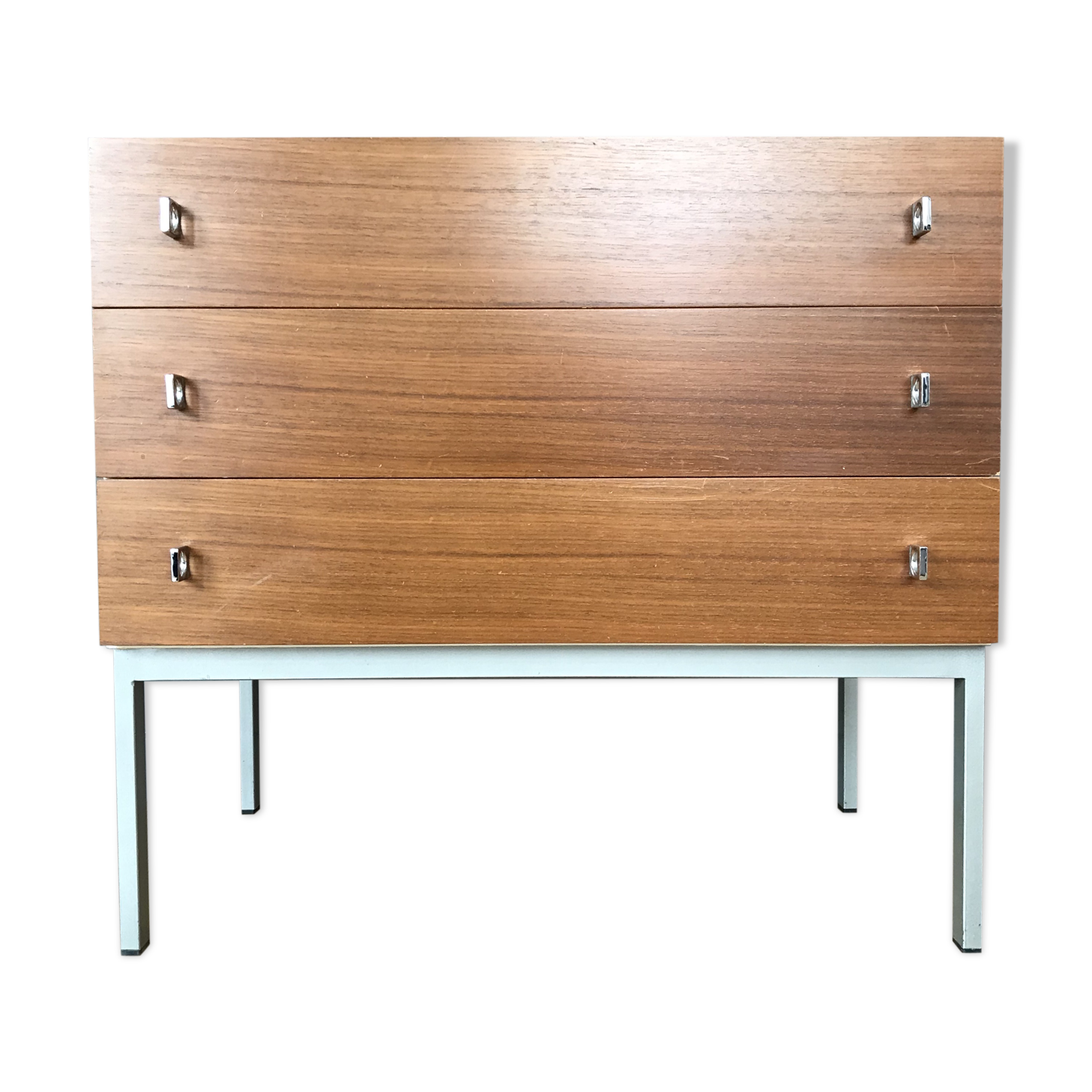 Brasilia-werk dresser white and teak 3 drawers years 60