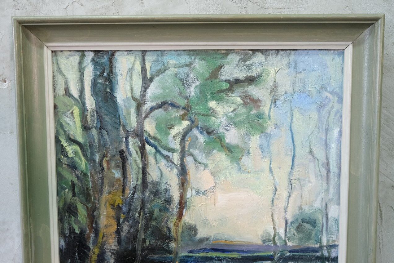 Astri Ekengren-Larsson, Swedish Modern Landscape, 1960s, Oil on Panel, Framed