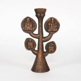 Vintage 1970s Brutalist Orthodox Christian Bronzed Tree-Shaped Candlestick