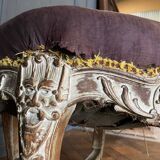Late 19th century stool decorated with macaroons and claw feet