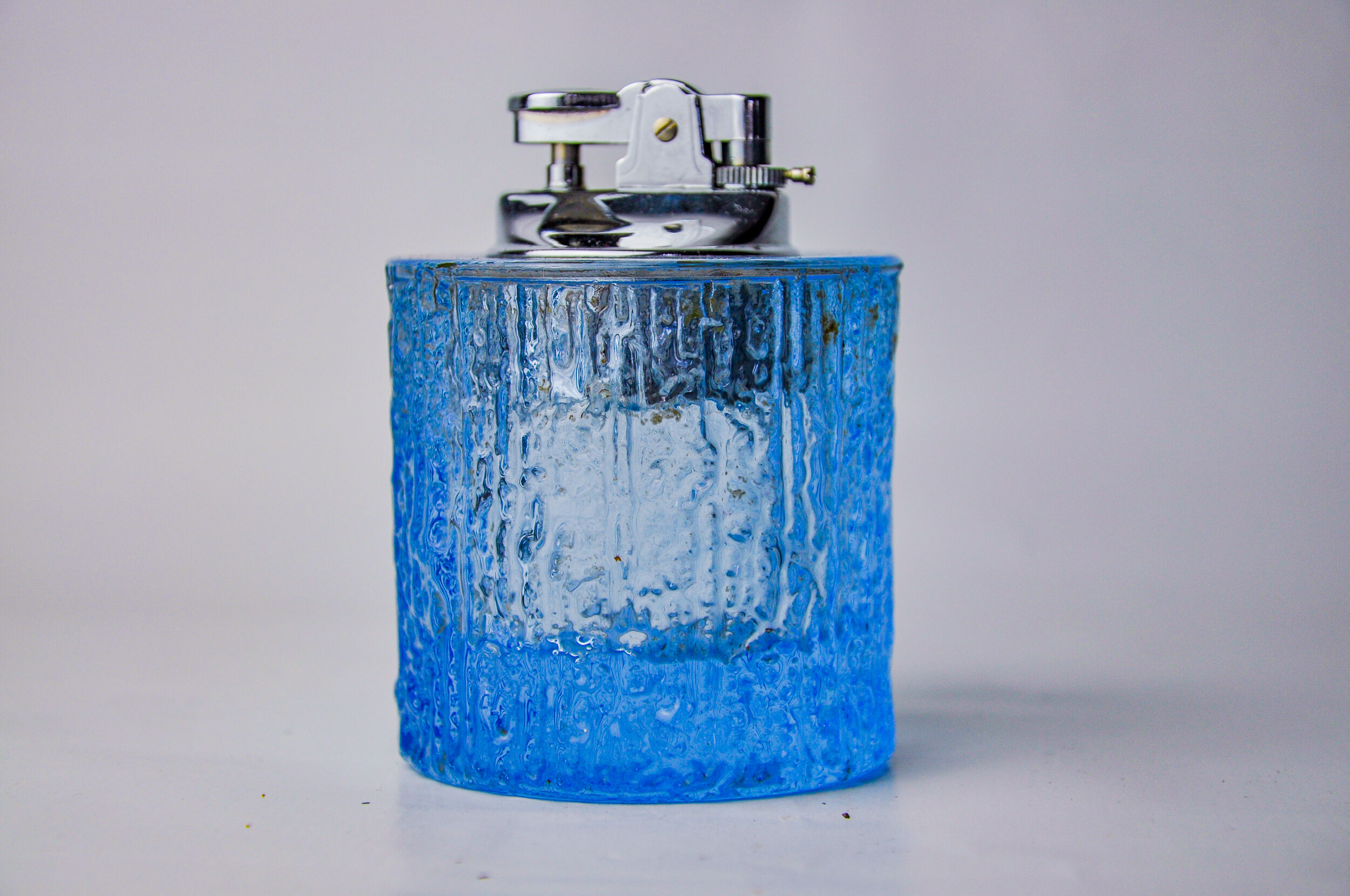 Ice lighter by Antonio Imperatore, blue murano glass, Italy, 1970