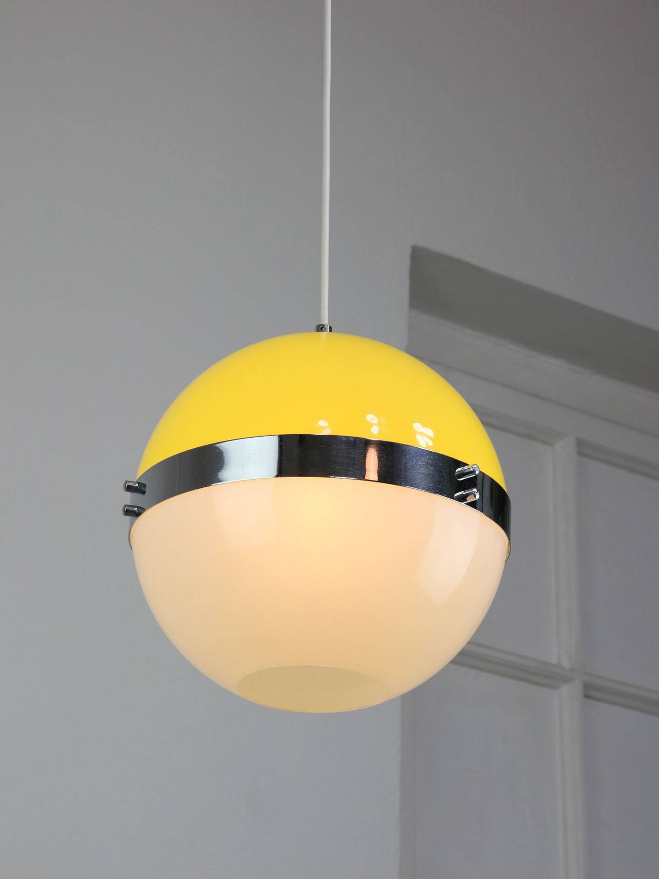 Space Age Italian Yellow Pendant Lamp, 1970s