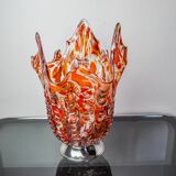 Red and white Seguso vase in Murano glass, Italy, 1960