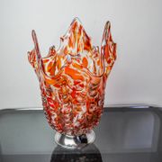 Red and white Seguso vase in Murano glass, Italy, 1960