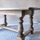 Old farmhouse coffee table in solid oak - turned legs and stretcher.