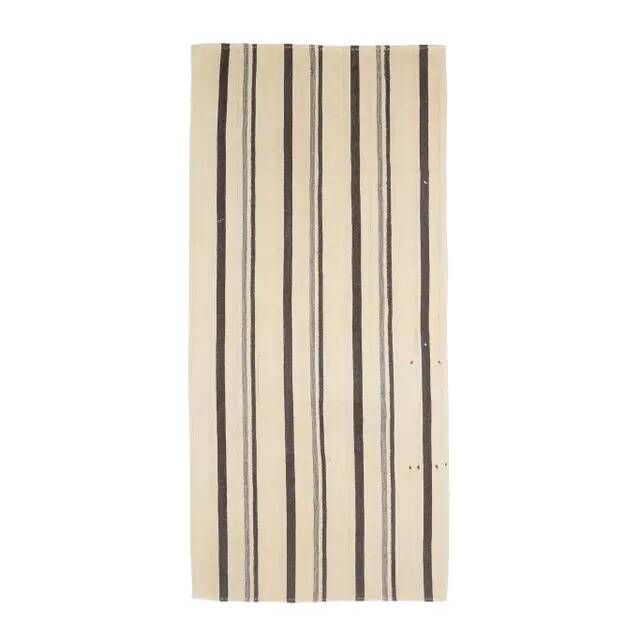 Vintage Turkish Hand-Knotted Wool Cotton Beige Kilim Area Rug 155x330