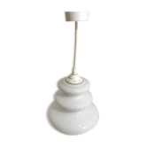 Suspension ancienne verre opalin blanc avec support années 70 vintage
