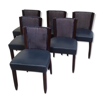 Batch of 6 leather art-deco chairs