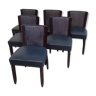 Batch of 6 leather art-deco chairs