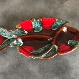 Vallauris compartmentalized dish fish shape polychrome ceramic 47 cm