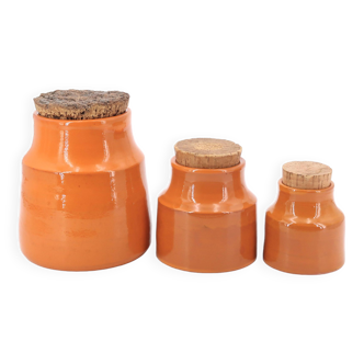 Set de 3 pots en céramique orange de Mado Jolain