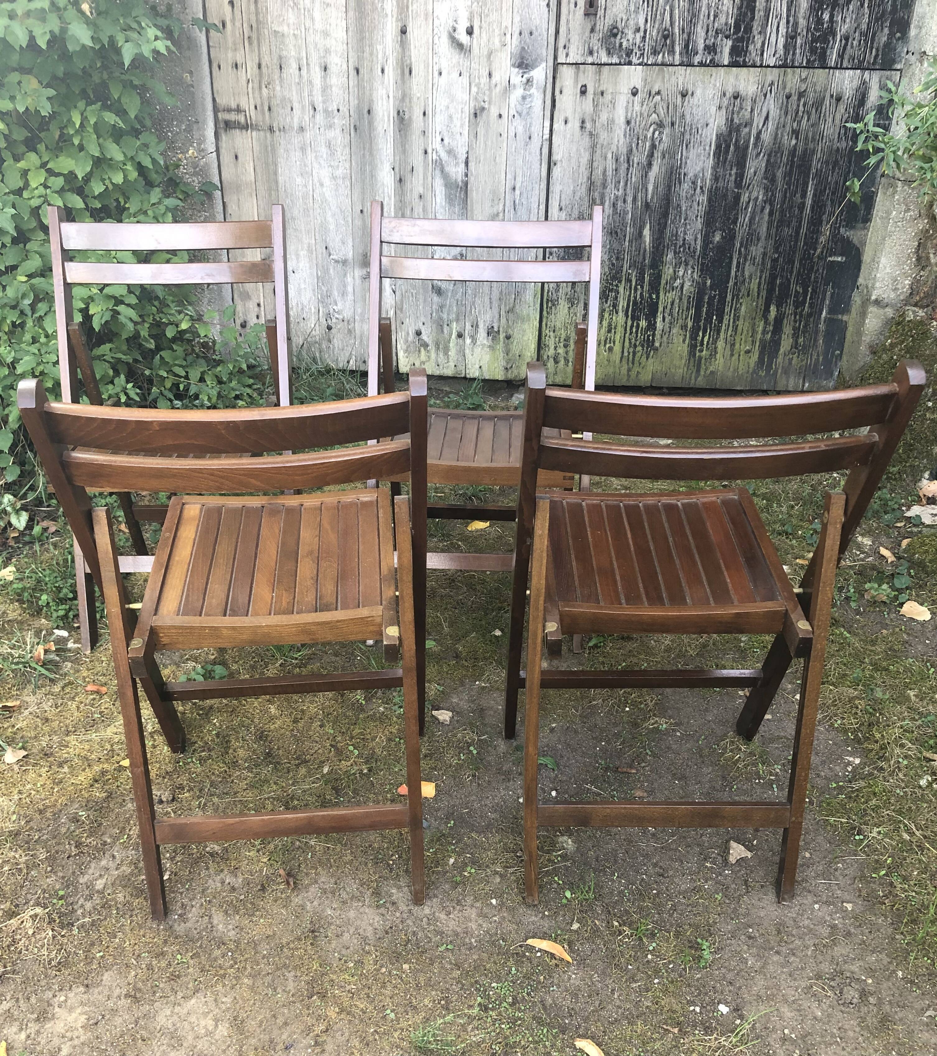 Chaises pliantes bois vintage