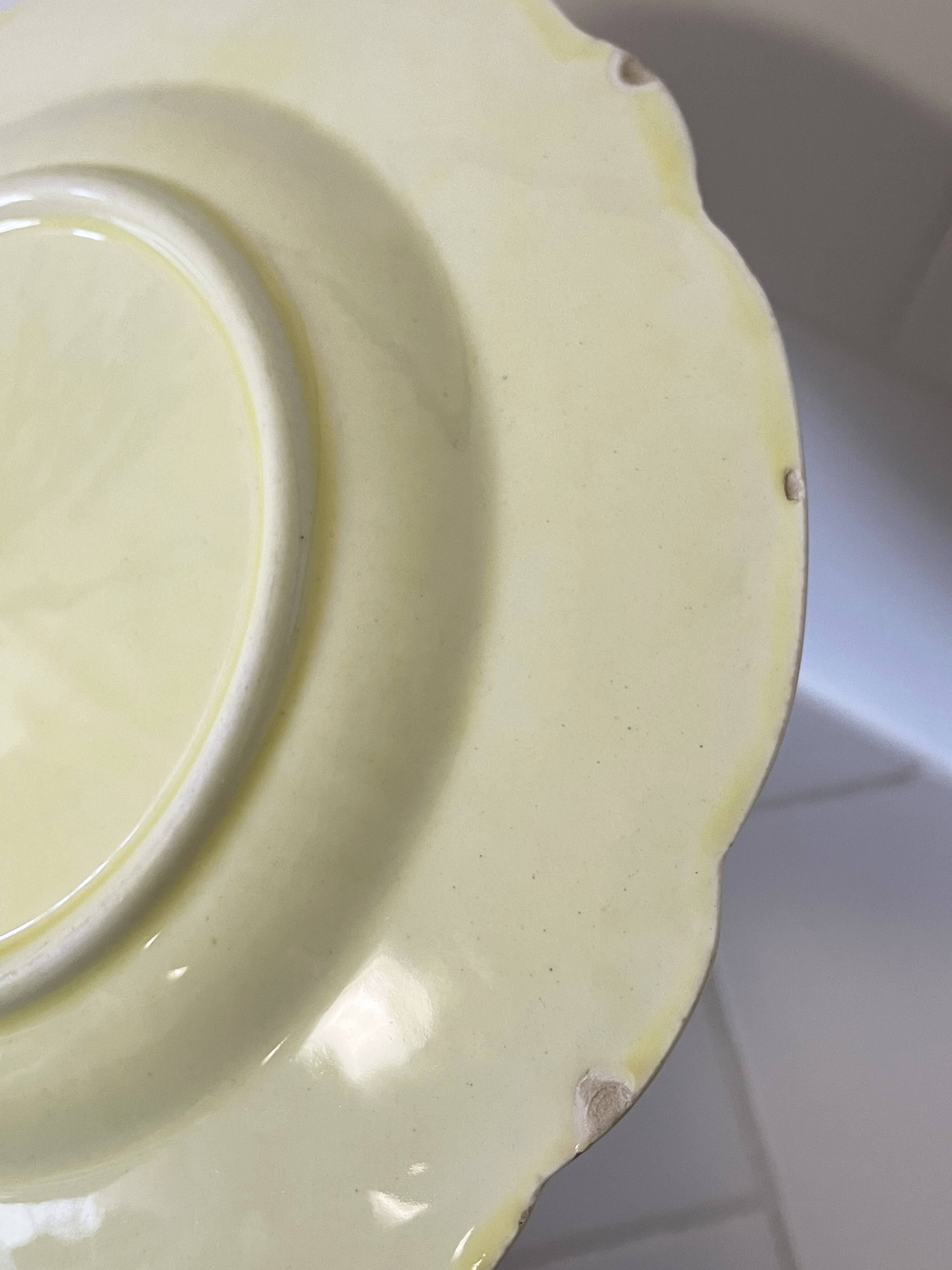 Pair of Yellow Midwinter England Majolica Dessert Plates, Cabbage Leaf