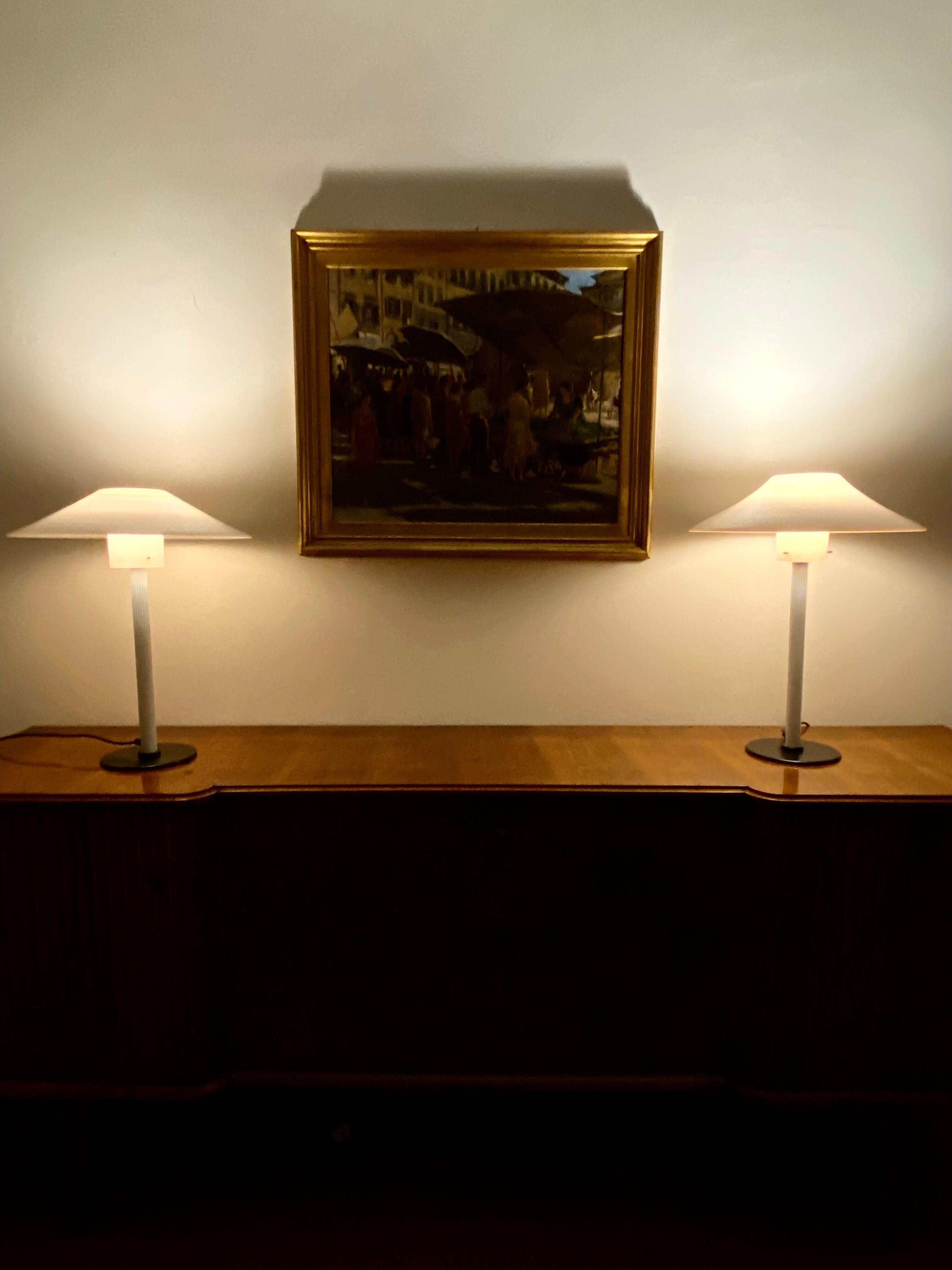 Cini Boeri, 2 Pink glass "Chiara" Table Lamp, Venini Murano, Italy, 1984