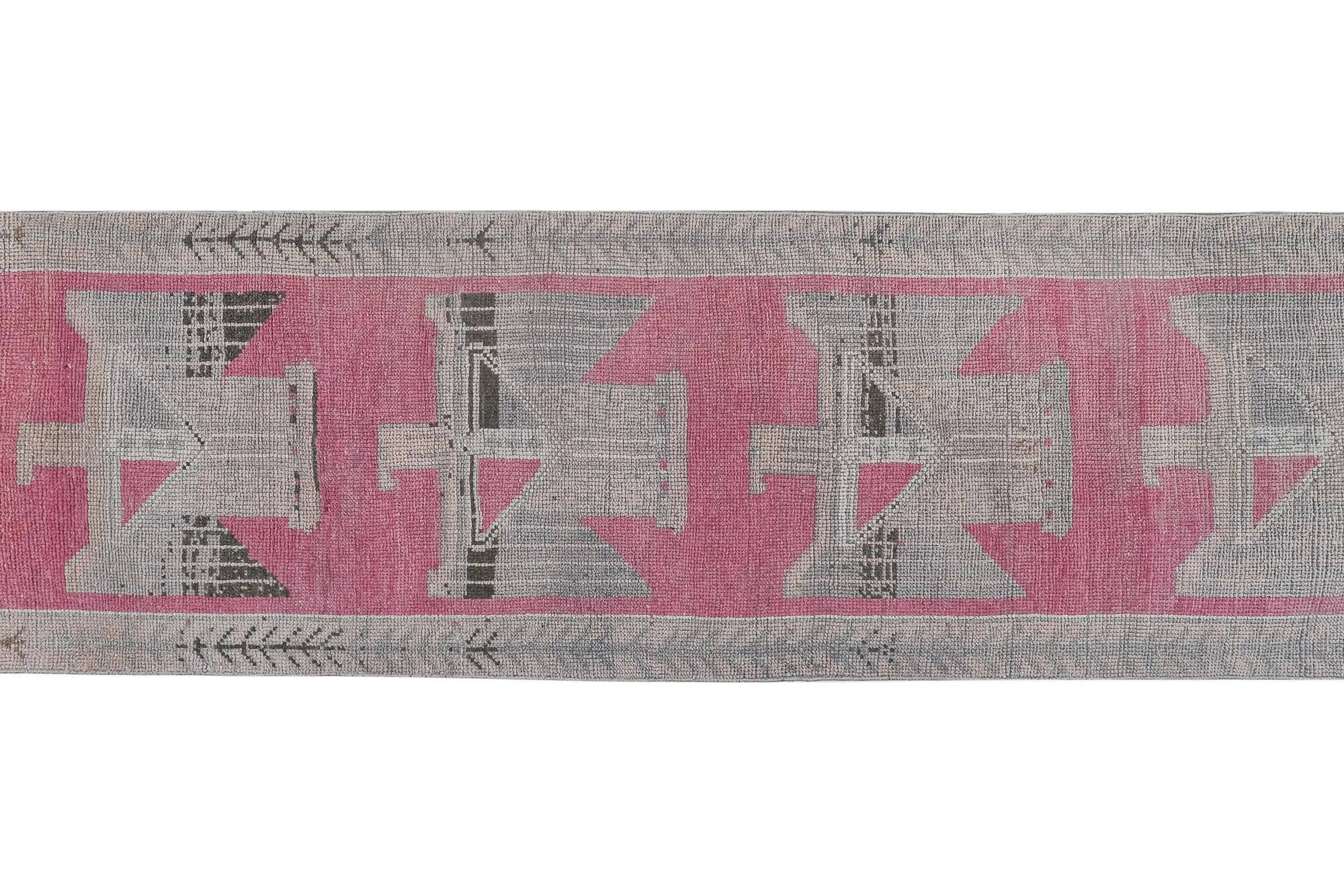 Vintage Turkish hallway rug 99x385 cm
