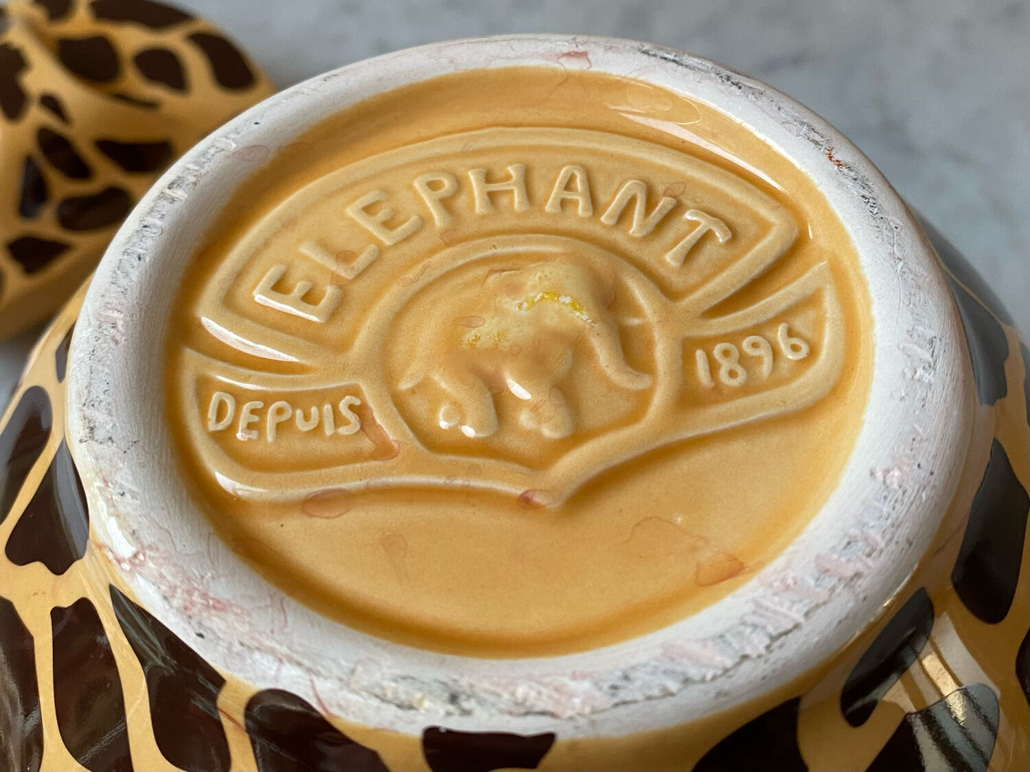 Teapot elephant glazed ceramic collector Giraffe 70s-80s