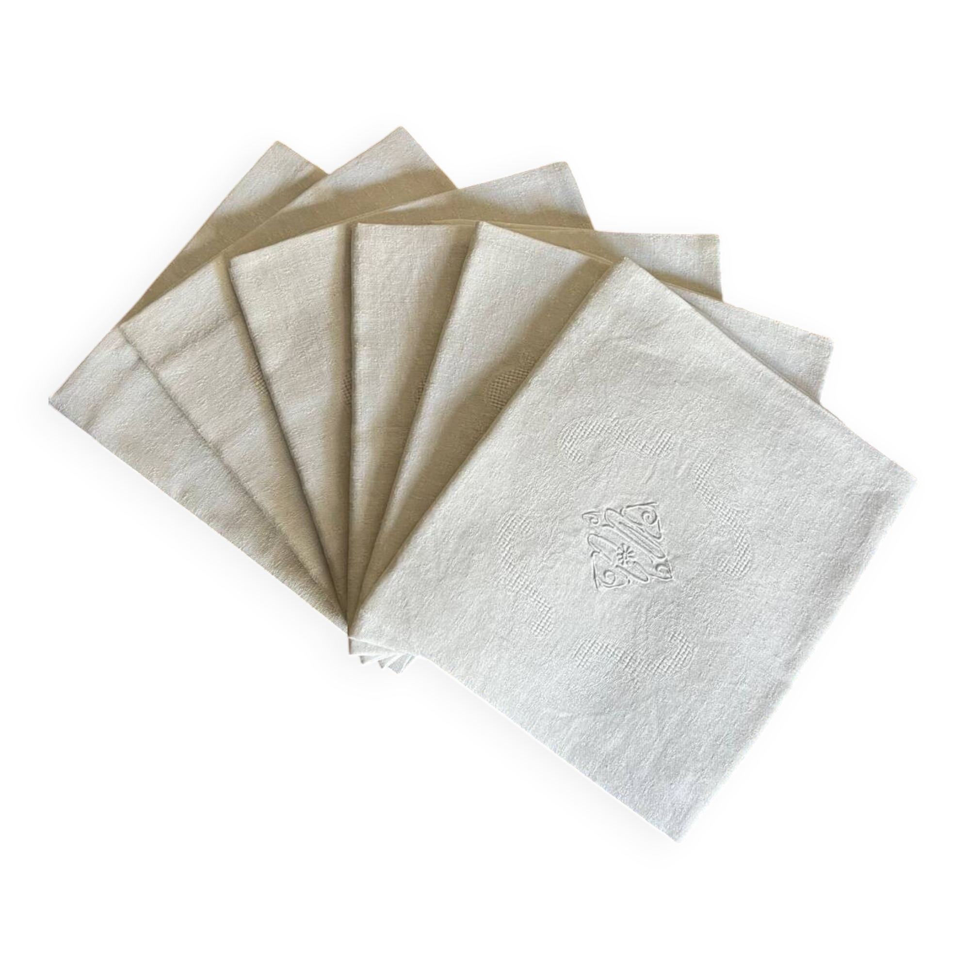 6 serviettes de table blanches anciennes