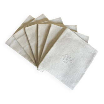 6 serviettes de table blanches anciennes