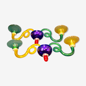 Paire d'appliques en verre de Murano multicolores,  Sylcom Italie