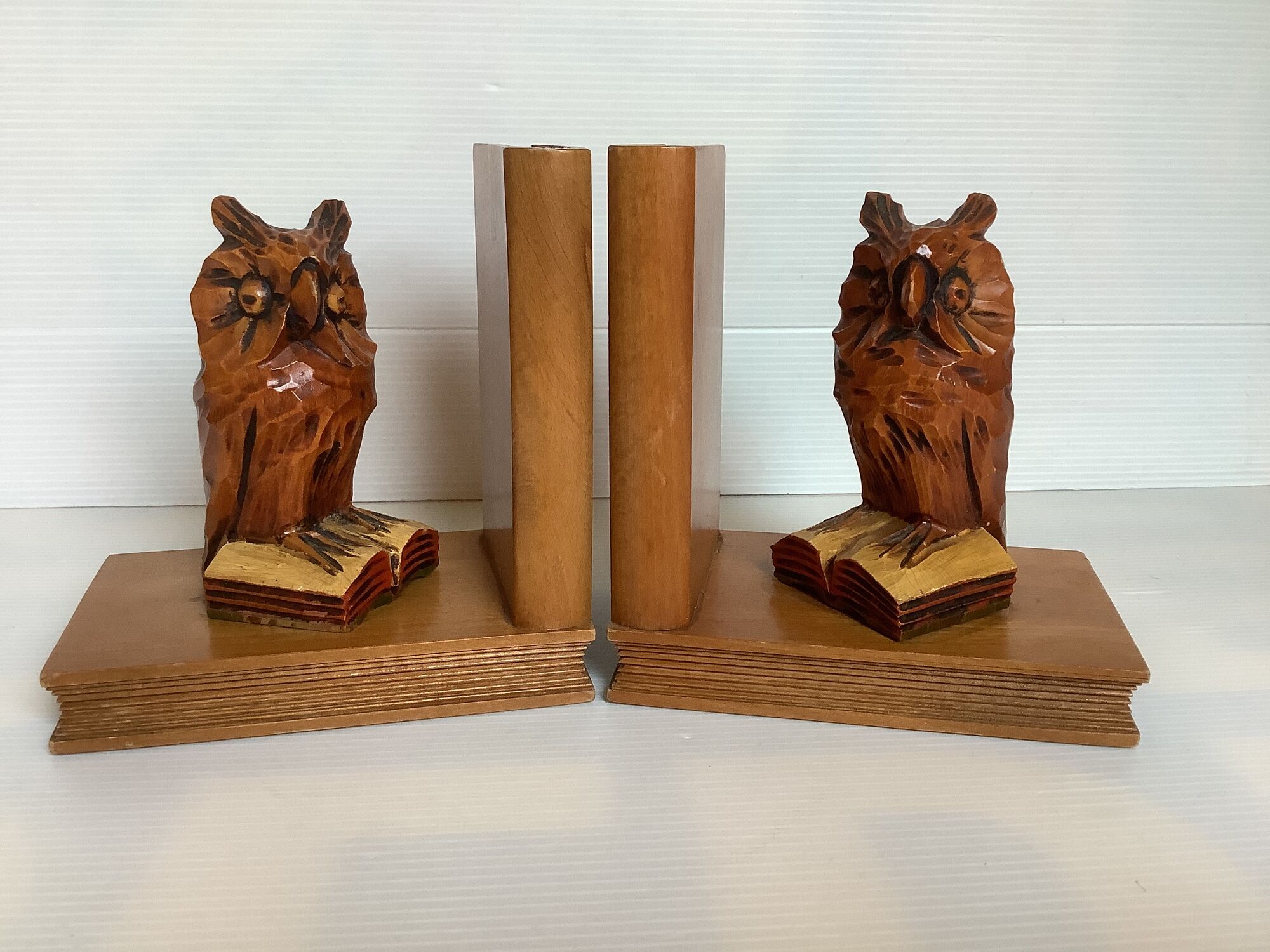 Pair of bookends owls wooden owls